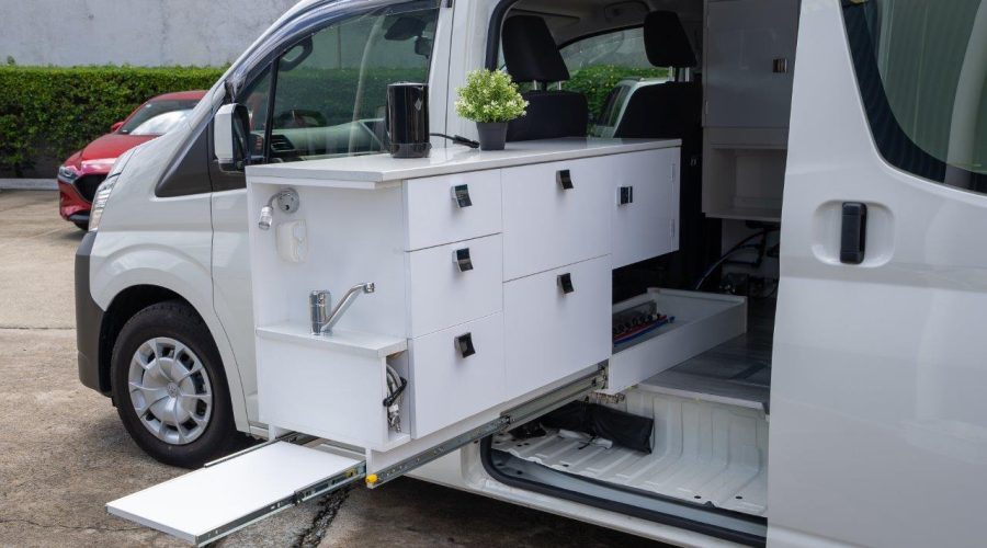 Customised Toyota Hiace Conversion Slide Out Kitchen